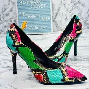 Multicolor Snake Print Stiletto Heels size 6.5